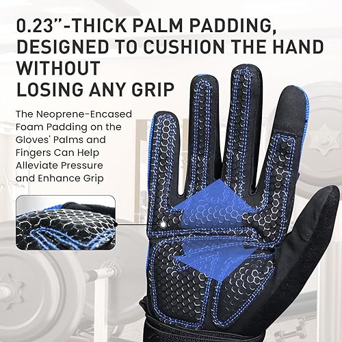 Miniatura 3 de FINGER TEN Guantes de entrenamiento de levantamiento de pesas, medio dedo completo con soporte para correa de muñeca, agarre acolchado para