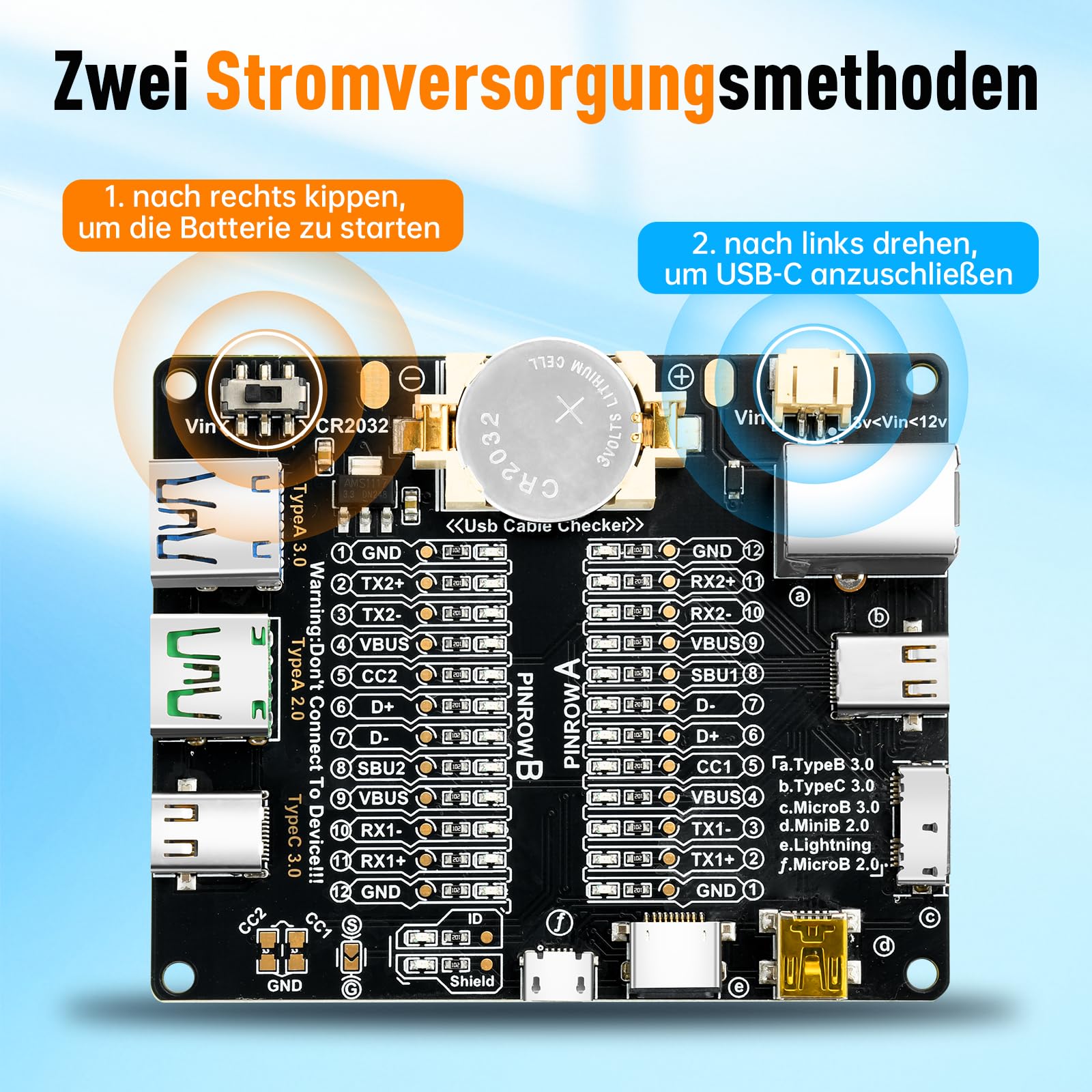 Heemol Tester kabli USB, tester kabli danych dla kabli USB C/A Micro USB z szybkim transferem, szybka organizacja nieuporządkowanych kabli poprzez sprawdzenie diod LED
