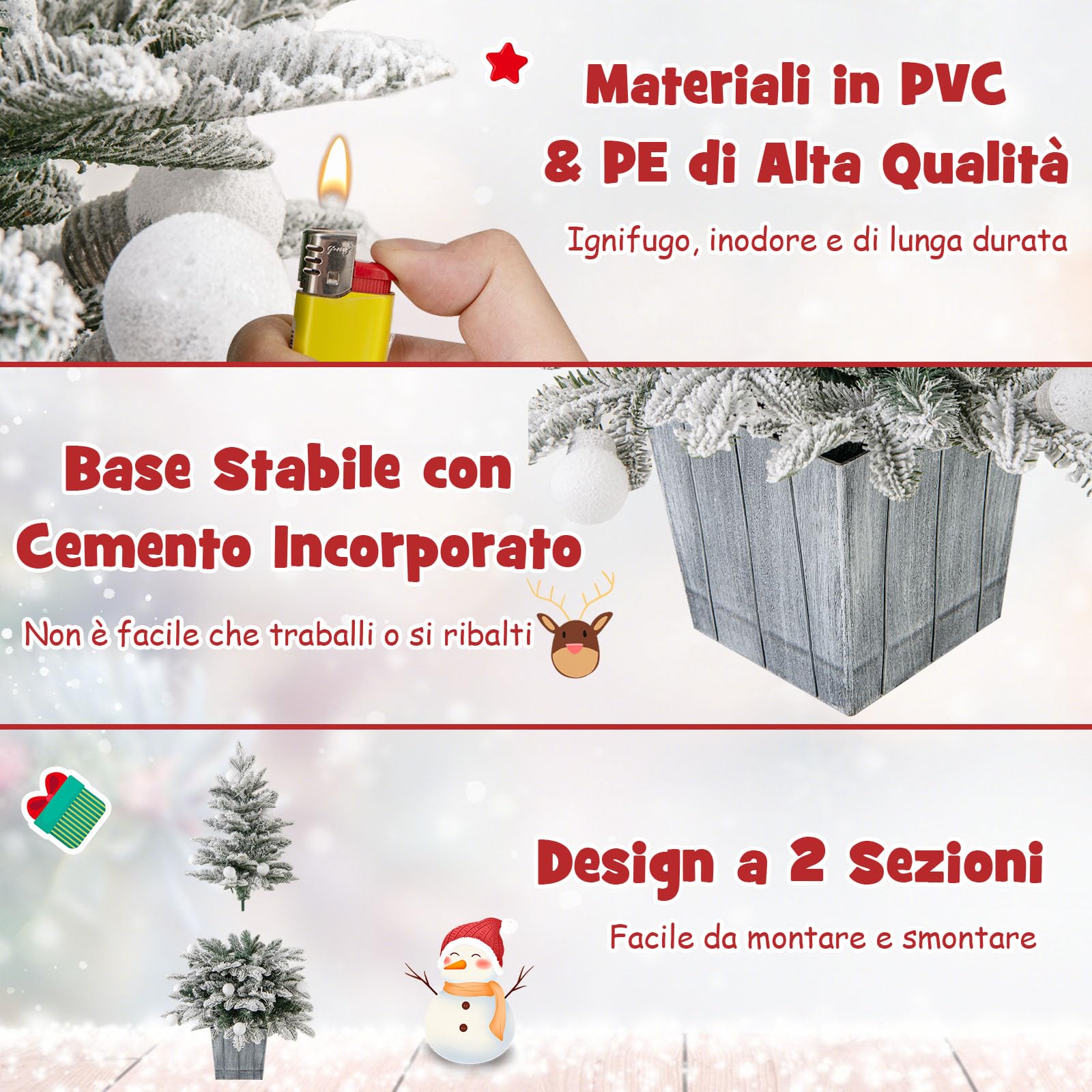 COSTWAY Mini Albero di Natale 48/60/100 cm, Albero di Natale Piccolo da Tavolo con Vaso e Rami Realistici, Decorazione Natalizia per Casa, Ufficio e Negozio (100 cm)