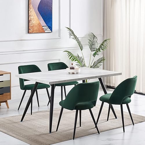 Miniatura 7 de Juego de 2 sillas de comedor modernas, tapizadas, diseño sin brazos, muebles versátiles y contemporáneos para tu comedor, color verde