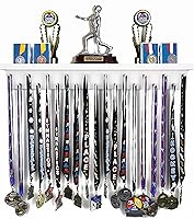 MedalAwardsRack 2ft Premier Medal Display Rack & Trophy Shelf - Wood Wall Mount Hanger for Gymnastics, Soccer, Medals