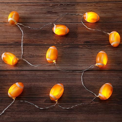 Bencailor Guirnalda de luces para decoración de fútbol de 4.92 pies, temática deportiva, decoración de habitación, tira de luces de fútbol con 10