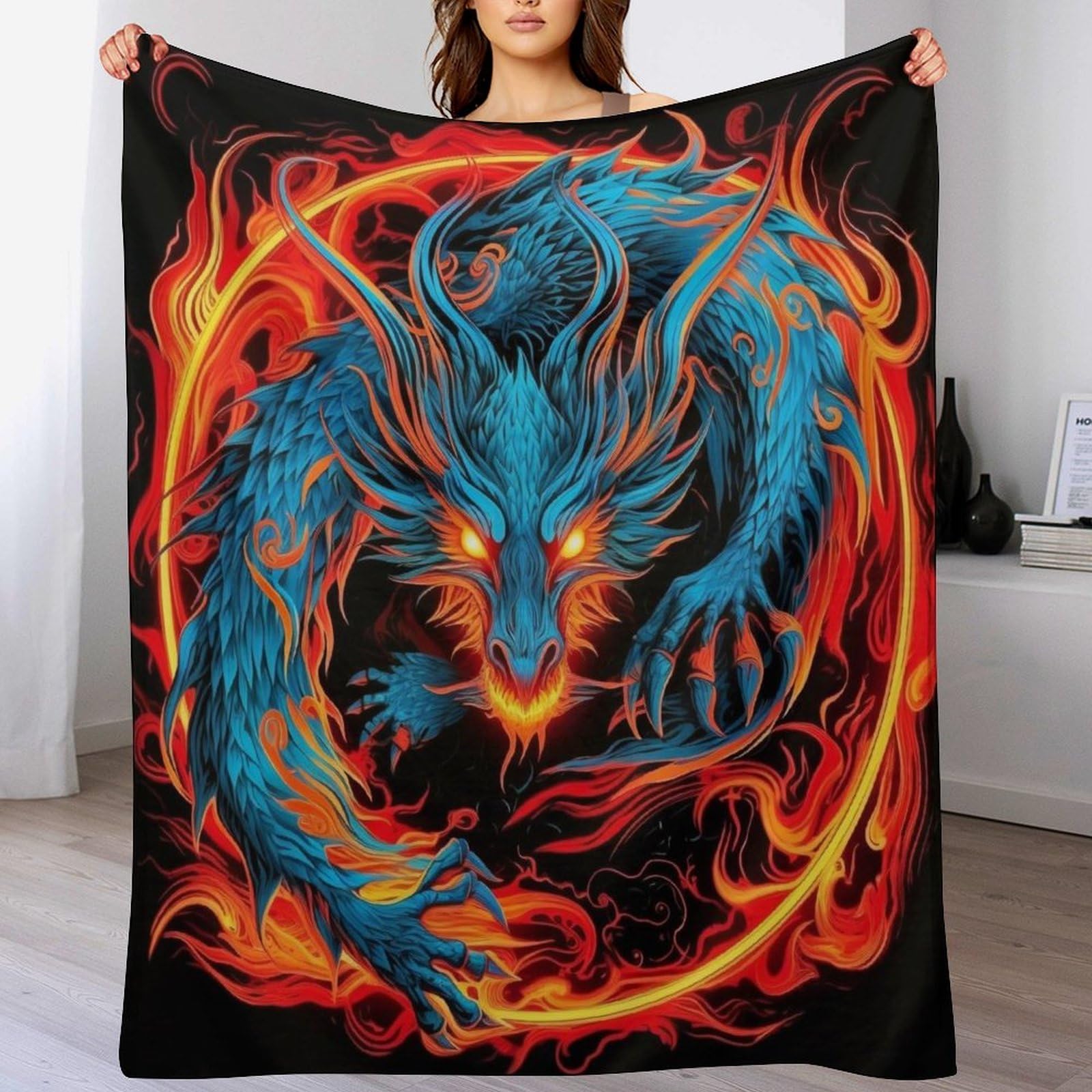 Couverture de canapé dragon plaid polaire cocooning pour vos soirées de salon