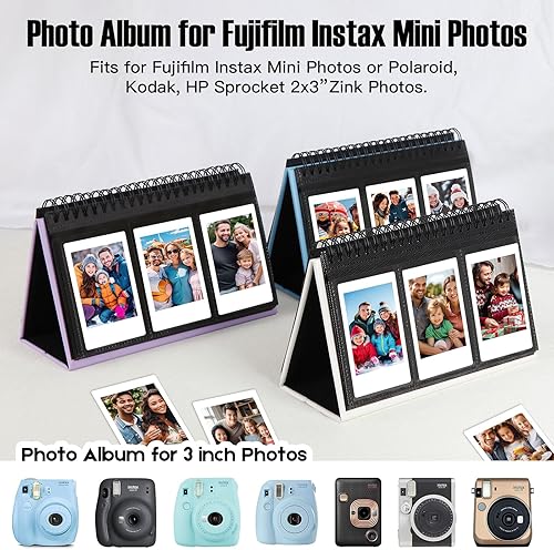 Miniatura 4 de Mini álbum de fotos para cámara Fujifilm Instax Mini, álbum de fotos de 96 bolsillos para Polaroid, álbum de exhibición de escritorio de cuero para