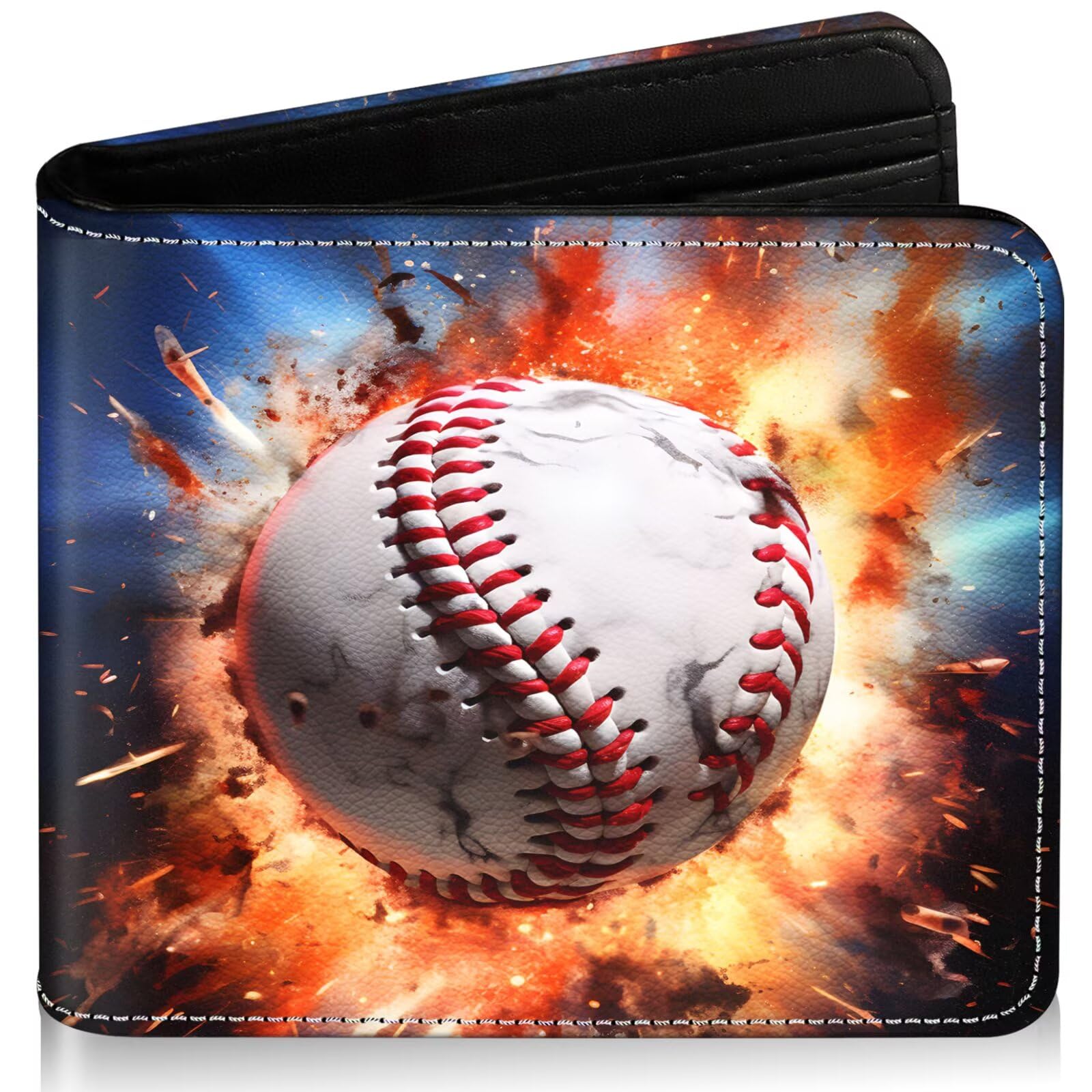 Boys Wallet for Kids, Cool Kids Wallet for Boys Ages 8-10 9-12 11-15, Funny Baseball Leather Bifold Rfid Blocking, Coin Pocket Id Window for Teen Men Youth Guys Birthday Christmas Gifts