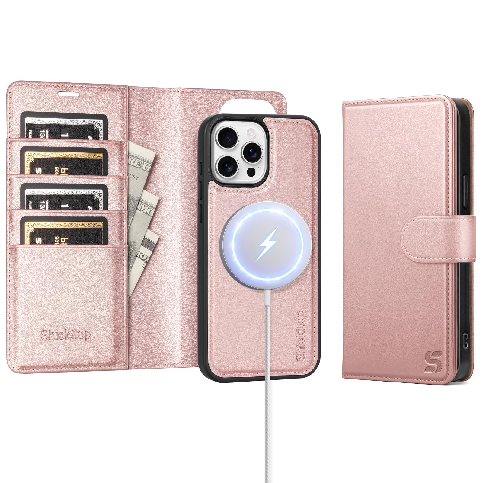 Shieldtop Compatible with Magsafe Magnetic 2 in 1 Detachable iPhone 12 Pro Wallet Case with Card Holder Credit Slots Men Women,PU Leather RFID