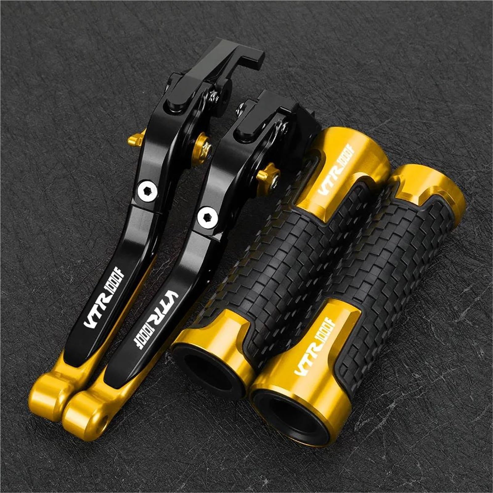 Tgvselpj Yellow Motorcycle Part Motorcycle Folding Extendable Clutch Levers Brake Adjustable Handle For H-Onda Vtr1000f Firestorm 1997-2007(Yellow)