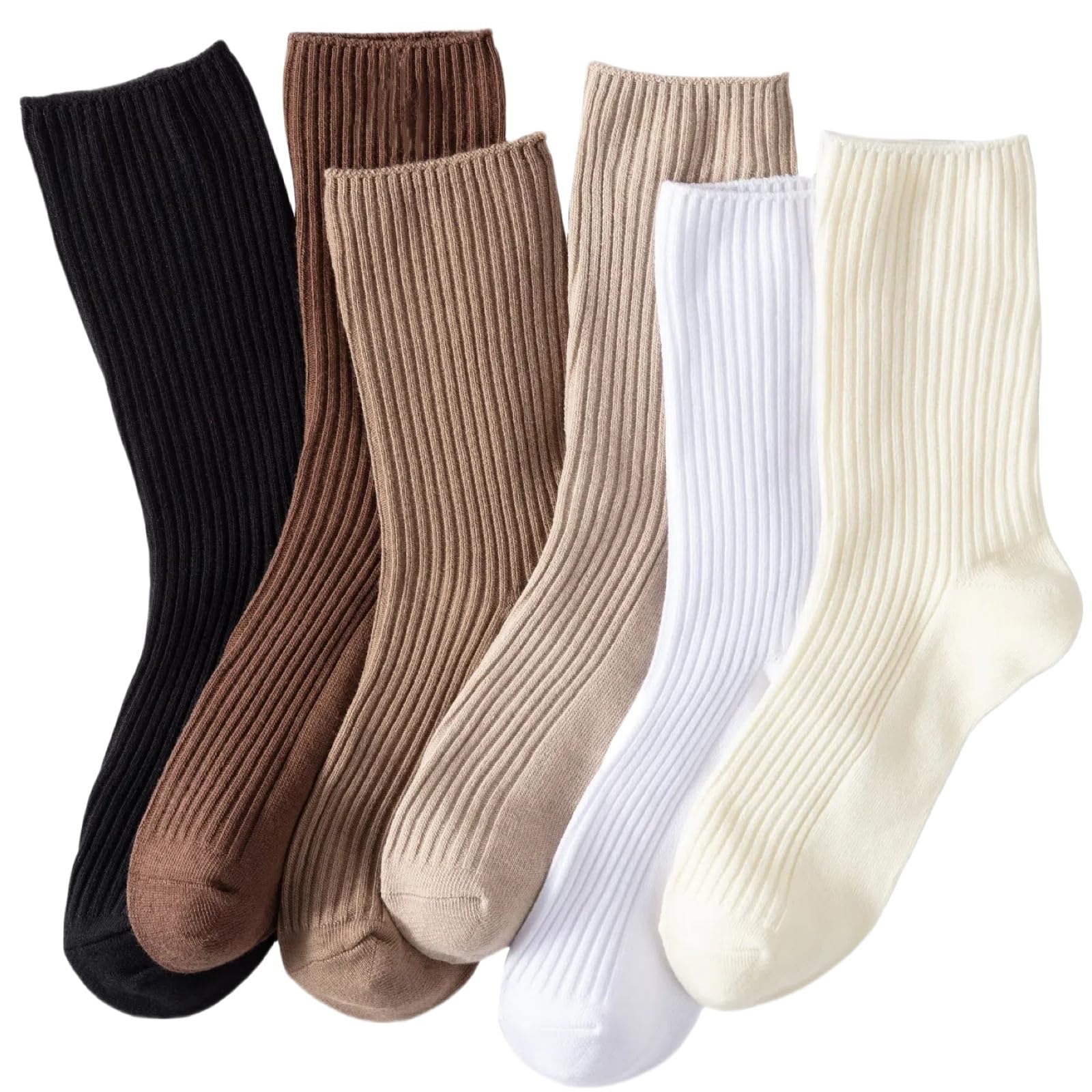 Losa Kute 6 Pairs Fall Socks Cotton Long Warm Crew Socks Cute Aesthetic Cute Slouch Socks
