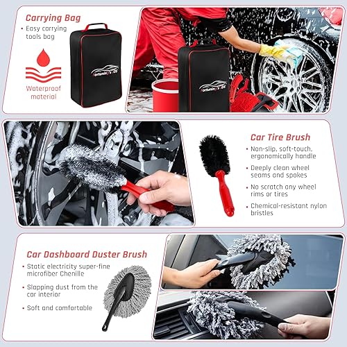 Miniatura 5 de Kit de 37 piezas de limpieza de interiores para automóvil, kit de detalles automáticos, kit de detalles interiores de automóvil, kit de lavado de