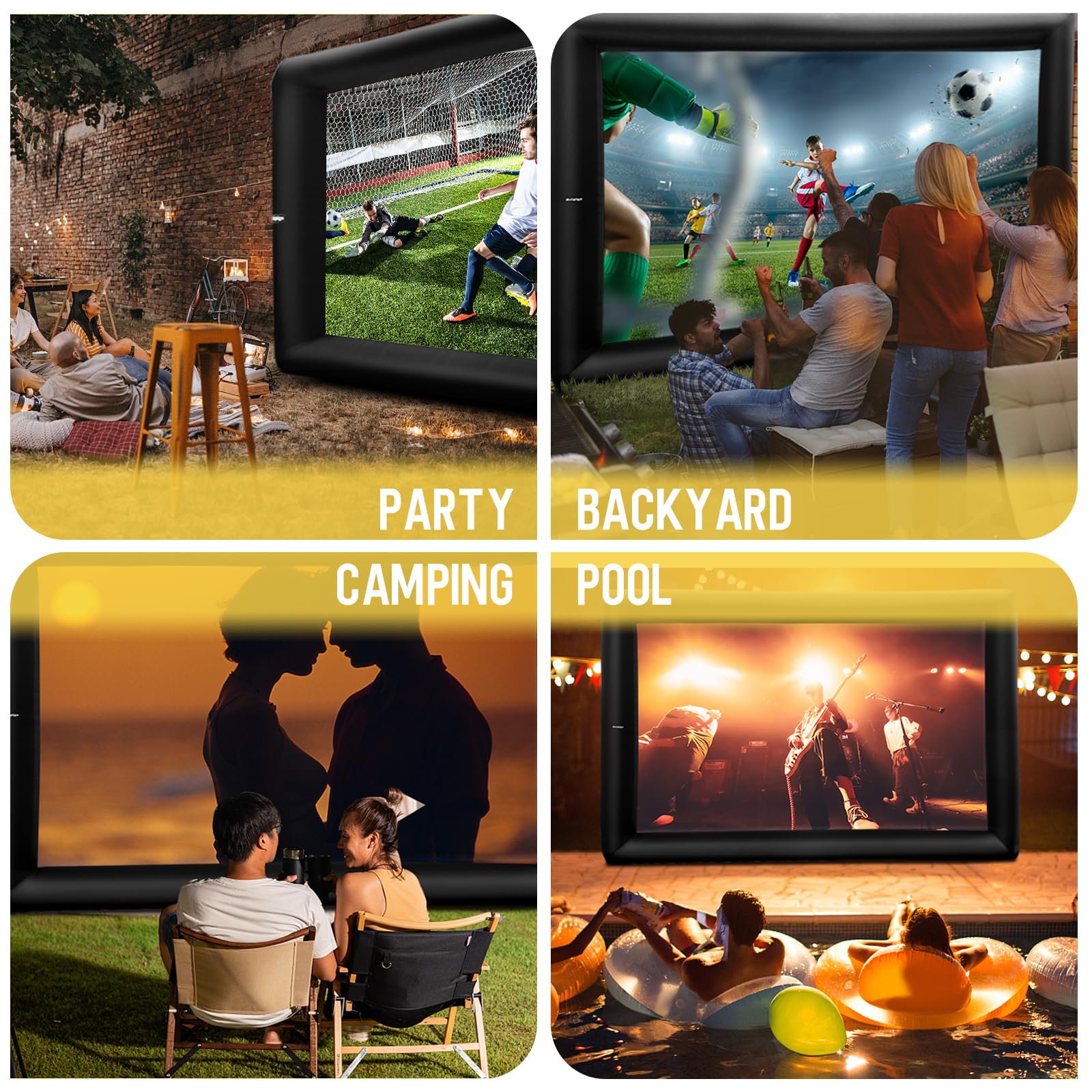 Heipigo 23ft Inflatable Projector Movie Screen Outdoor Projector Screen Portable with Air Blower Storage Bag for Backyard Movie Night, Theme Parties, Celebrations, Front/Rear Projection