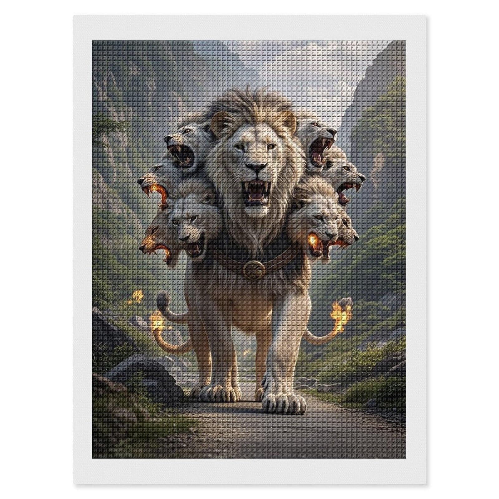 FodPand Nine Lions Diamond Painting Kits for Adults Beginners 12x16 Full Drill Diamond Art with DIY Tools Square 5D Diamonds Dots Crafts Gem Art Paint by Diamonds for Home Wall Decor Relaxing Gift