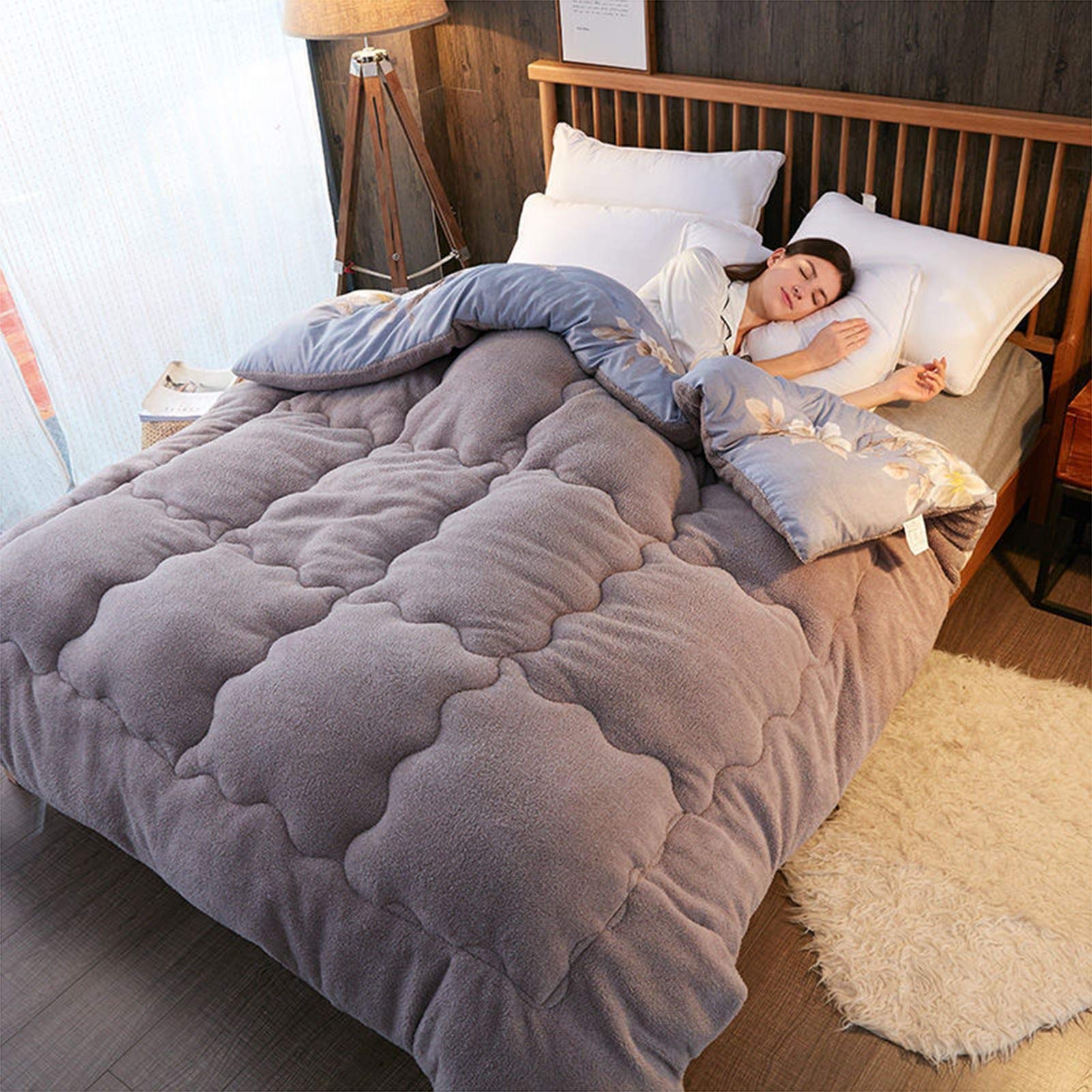 YRRA Couette épaisse Et Chaude, Cachemire D'agneau Épaissi Couette De Lit D'hiver Doux Et Chaud Alternative En Toute Saison Pour Chambre à Coucher,C,200x230cm(3kg