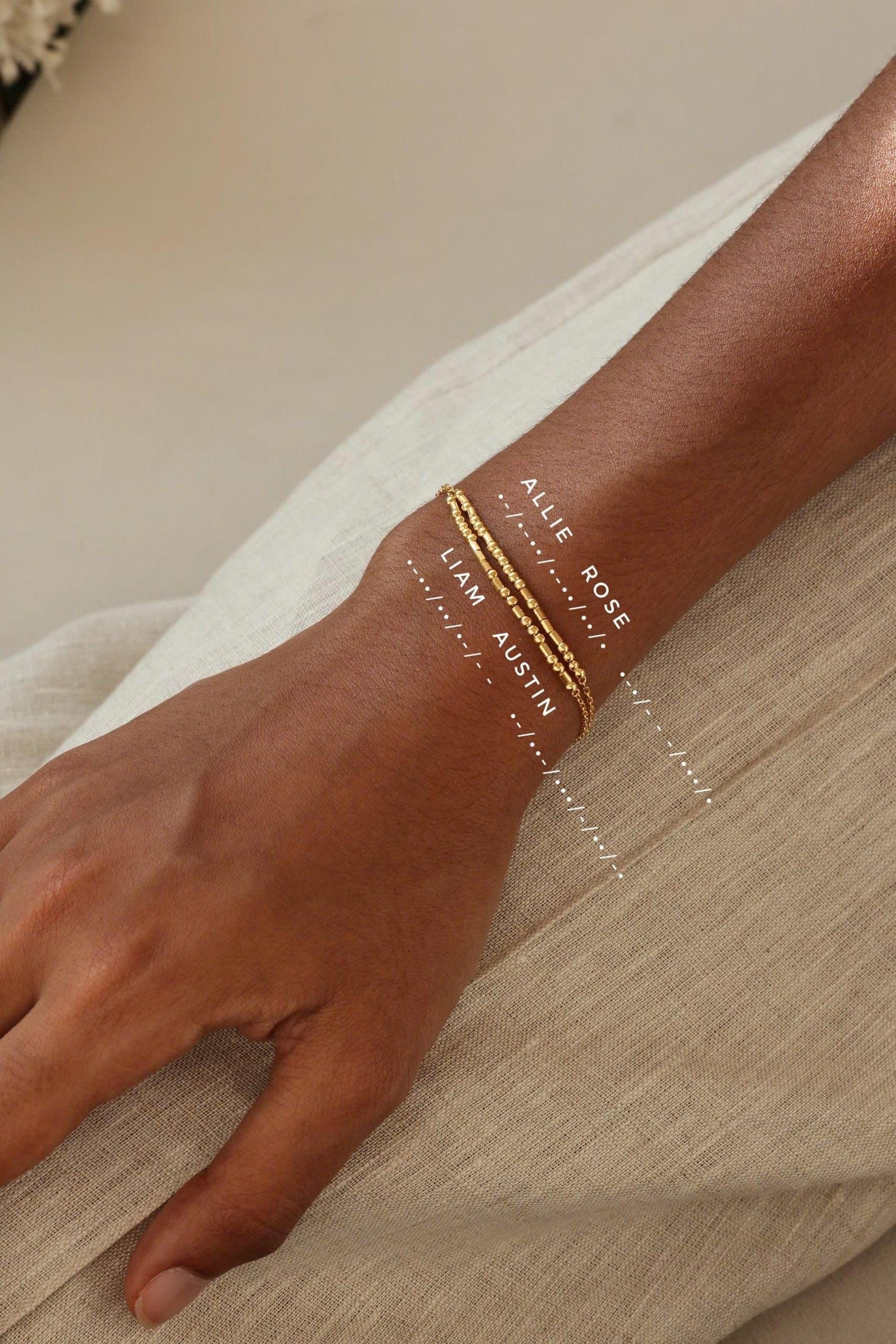 Pulsera de Código de Morse Personalizada 925 Pulsera de Mensajes Ocultos Personalizado Mejor Amigo Día de la Madre delicado Morse Código Joyería Día de la Madre