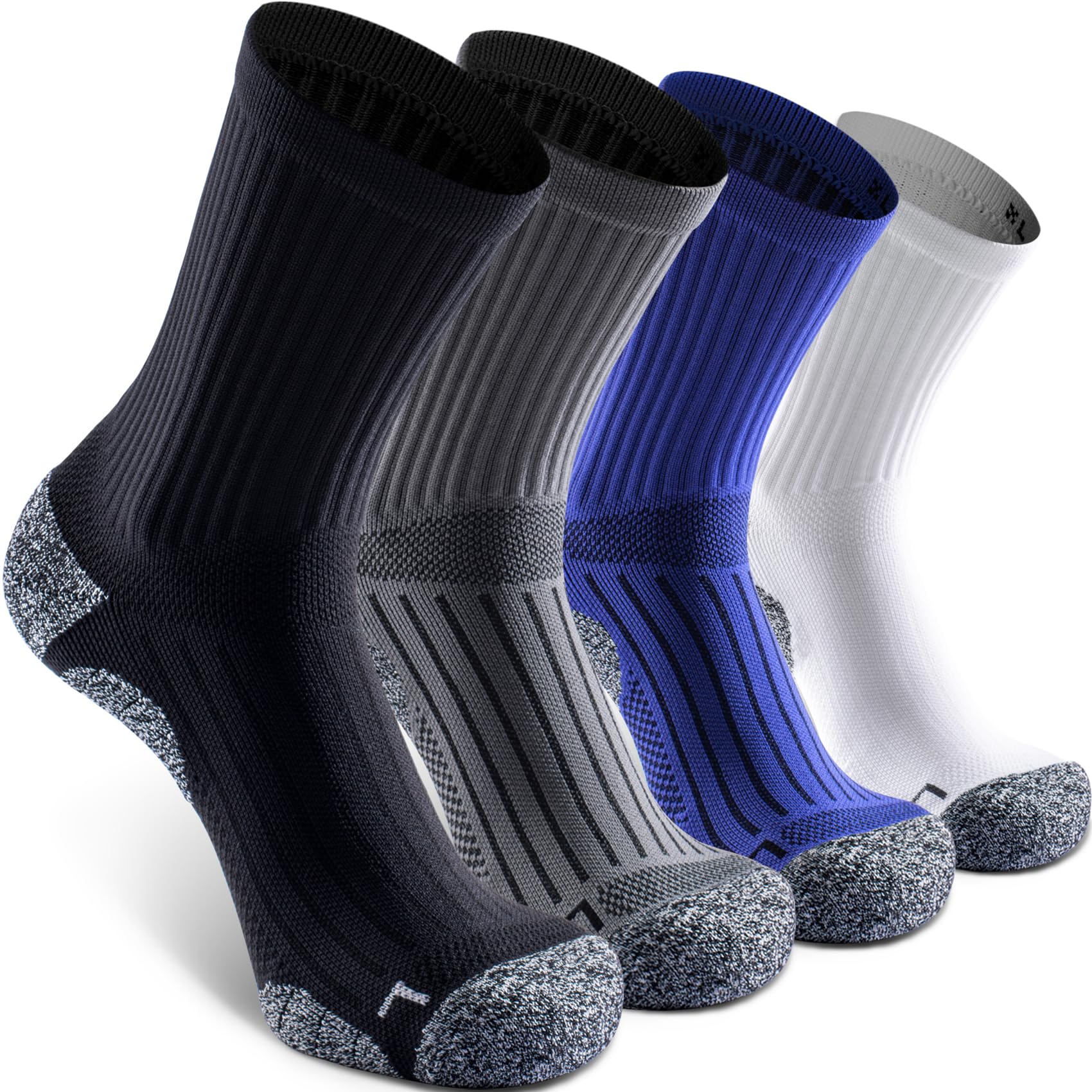 SITOISBE Elite Cushioned Compression Mid-crew Socks 4-Pack for Youth Women Men