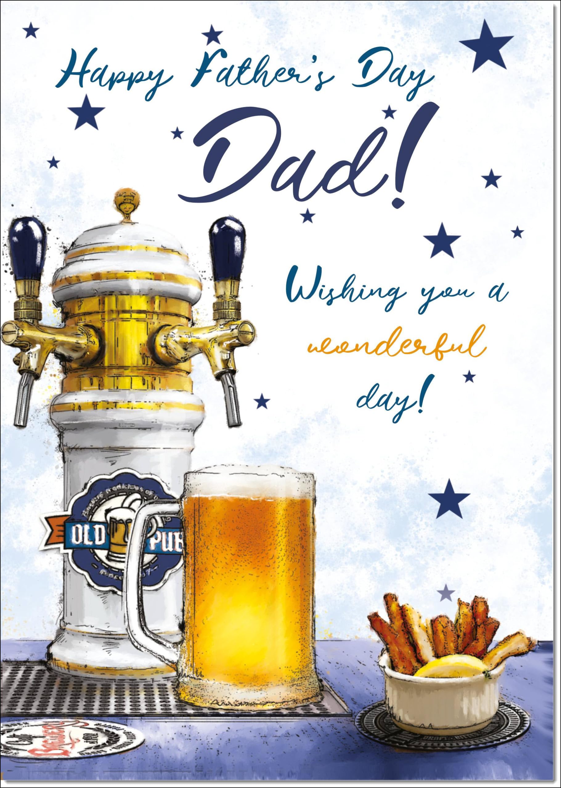 doodlecards Dad Fathers Day Card Beer Tap and Pint Large A4 Size with Plain Envelope