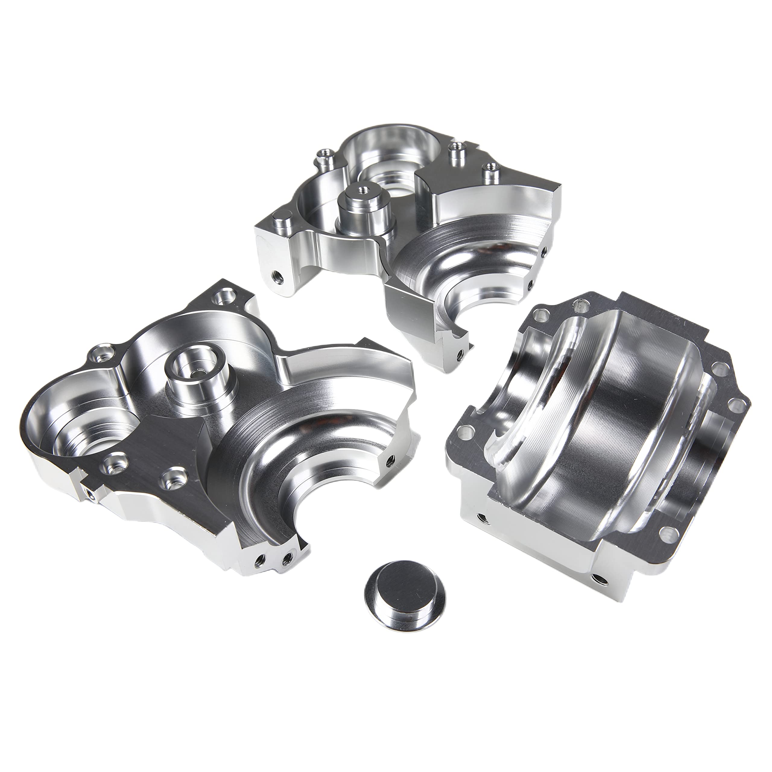 GTBRacing CNC Aluminum Gearbox Metal Diff Transmission Gear Box Case for 1/5 RC Car HPI Baja 5b ss 5sc Upgrade Part (Design 2- Silver)