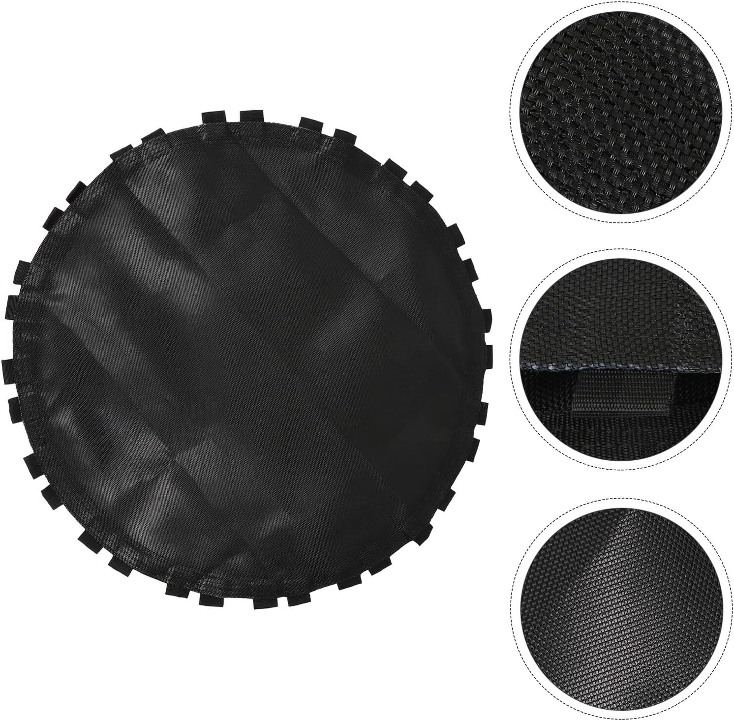 Trampoline Replacement Mat with 32 V Rings Hooks, Weatherproof Black Cloth | Fade Resistant Uv Resistant Stitching, Outdoor Garden Use, Trampoline Bed Fit