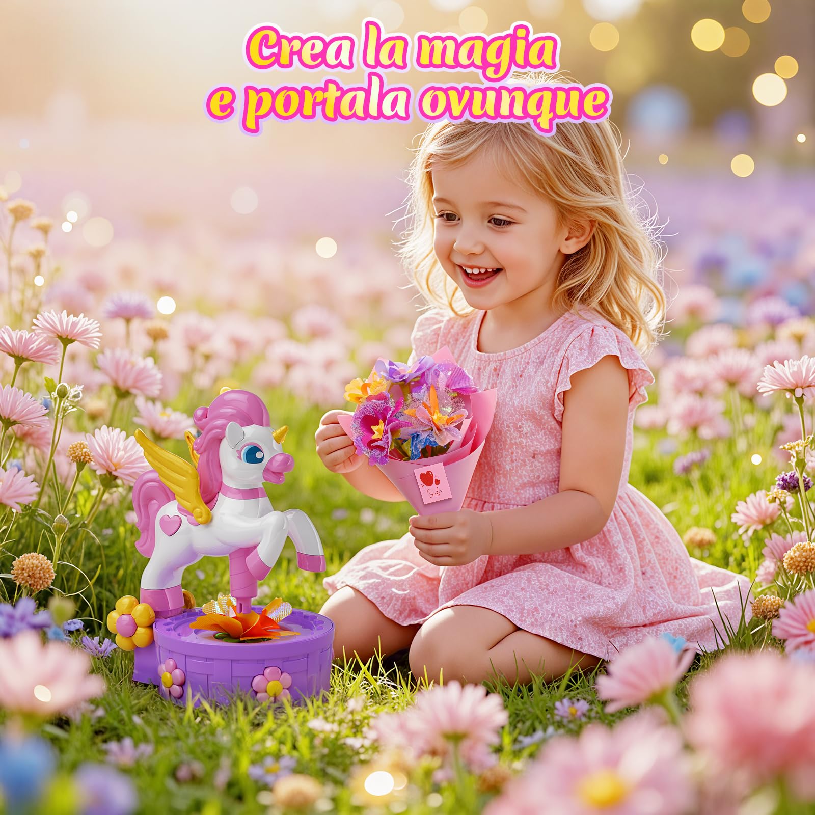 Unicorno Kit Lavoretti Creativi per Bambini, Fai Da Te Artigianale Laboratorio dei Fiori Regalo Giocattoli Creativo per Bambina 4 5 6 7 8 9 10 Anni Giocattoli Bambina 3-10 Anni per Compleanno e Natale