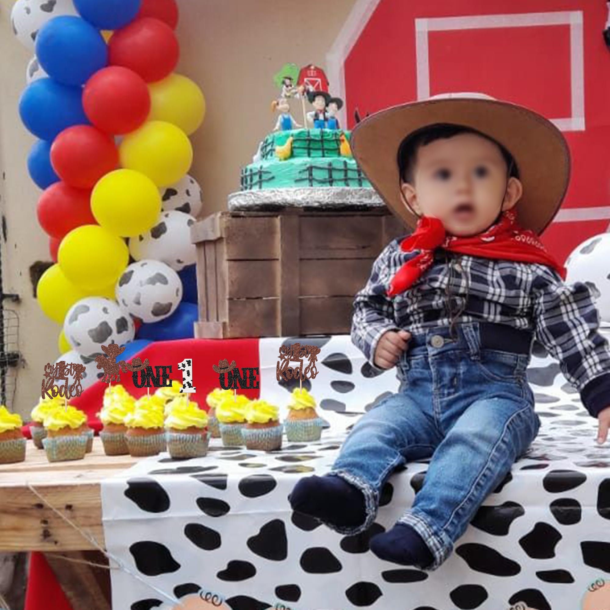 Snapklik.com : 24 PCS Cowboy 1st Birthday Cupcake Toppers Glitter First ...