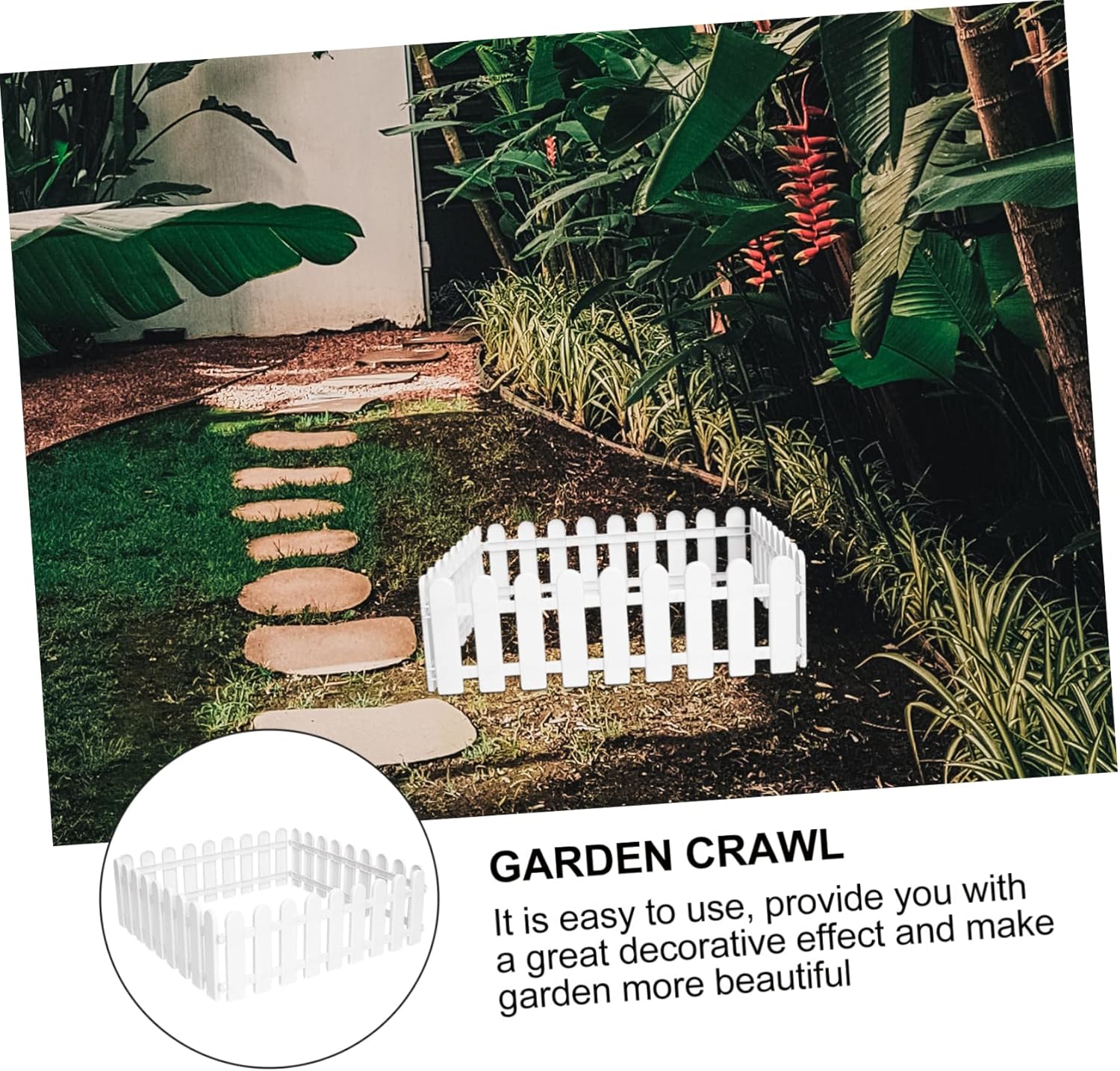VICASKY 8pcs Decorative Fence DIY Garden Crawl Border for Outdoor Flowerbeds and Balcony Picket Fence Decor Simple Charming Edging for Home and Villa