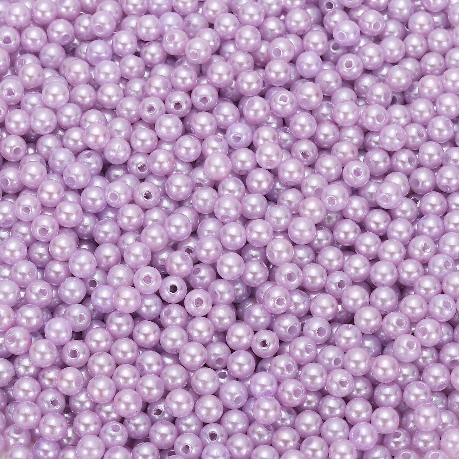 PATIKIL 6mm Round Shiny Pearl Beads, 2200 Pcs Faux Pearls Beads Loose Beads with Hole for Cosmetic Boxes DIY Parts Jewelry Making Wedding Birthday Party Home Decorating, Light Purple