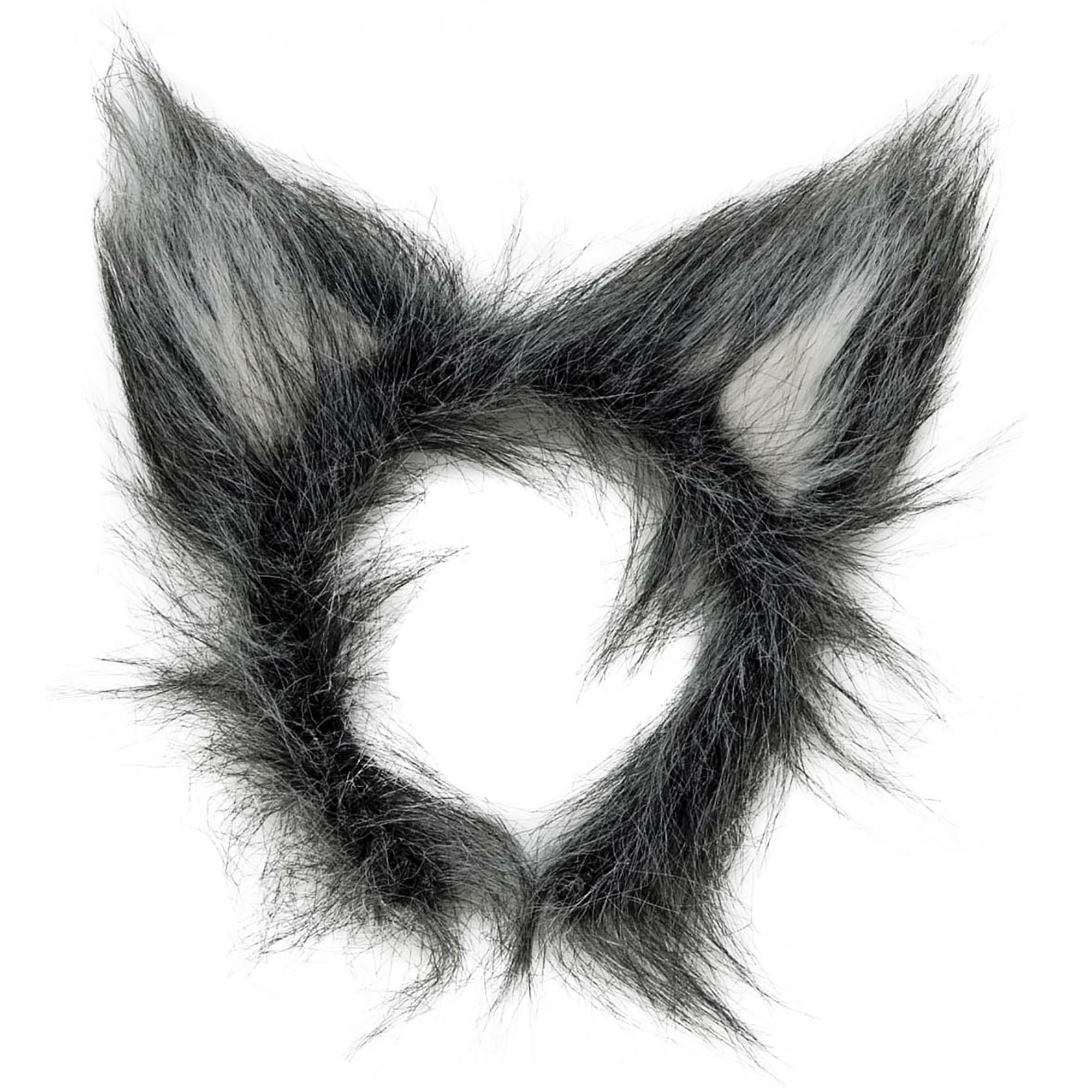 W WIDMANN MILANO Party Fashion - 2324W - Cinta para el pelo orejas de lobo, de felpa, negra/gris, accesorio para disfraces, hombre lobo, fiesta temática, carnaval