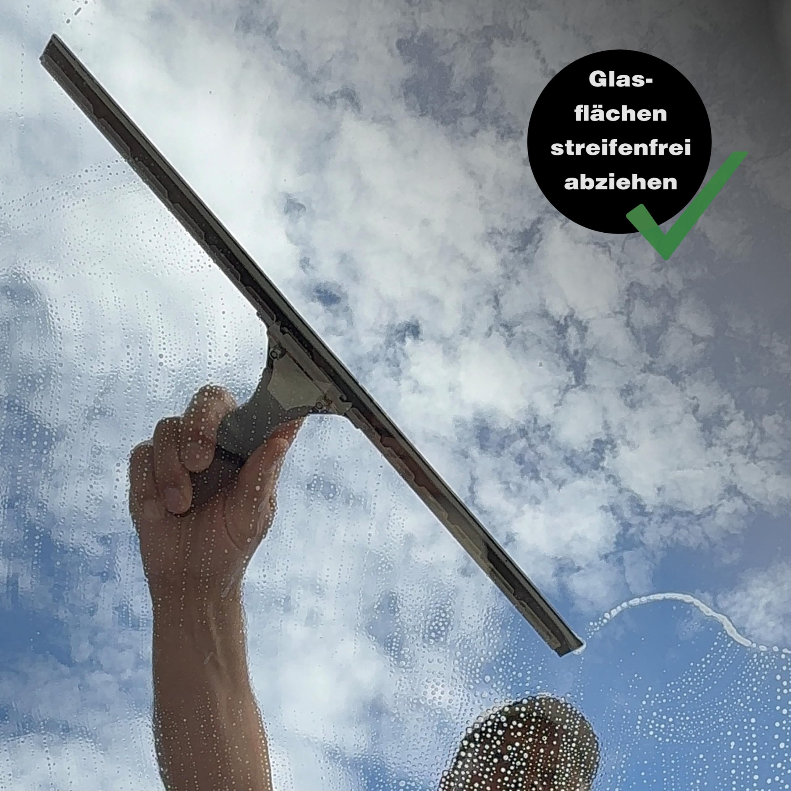 FenWi Fensterabzieher in 45cm Breite/Duschabzieher/breiter Abzieher mit Edelstahl-Abziehschiene für Schaufenster und große Flächen