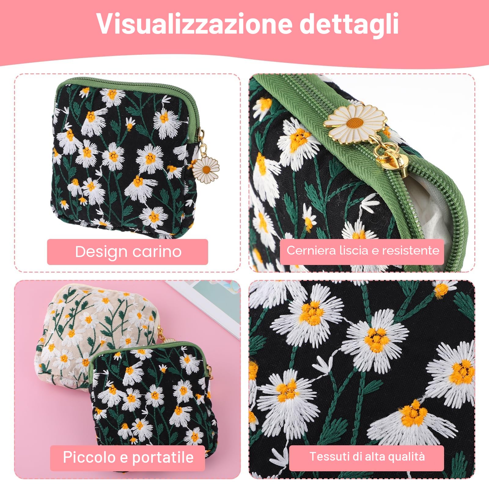 TIESOME Borsa Porta Assorbenti Impermeabile 2 Contenitori per Assorbenti Igienici con Cerniera