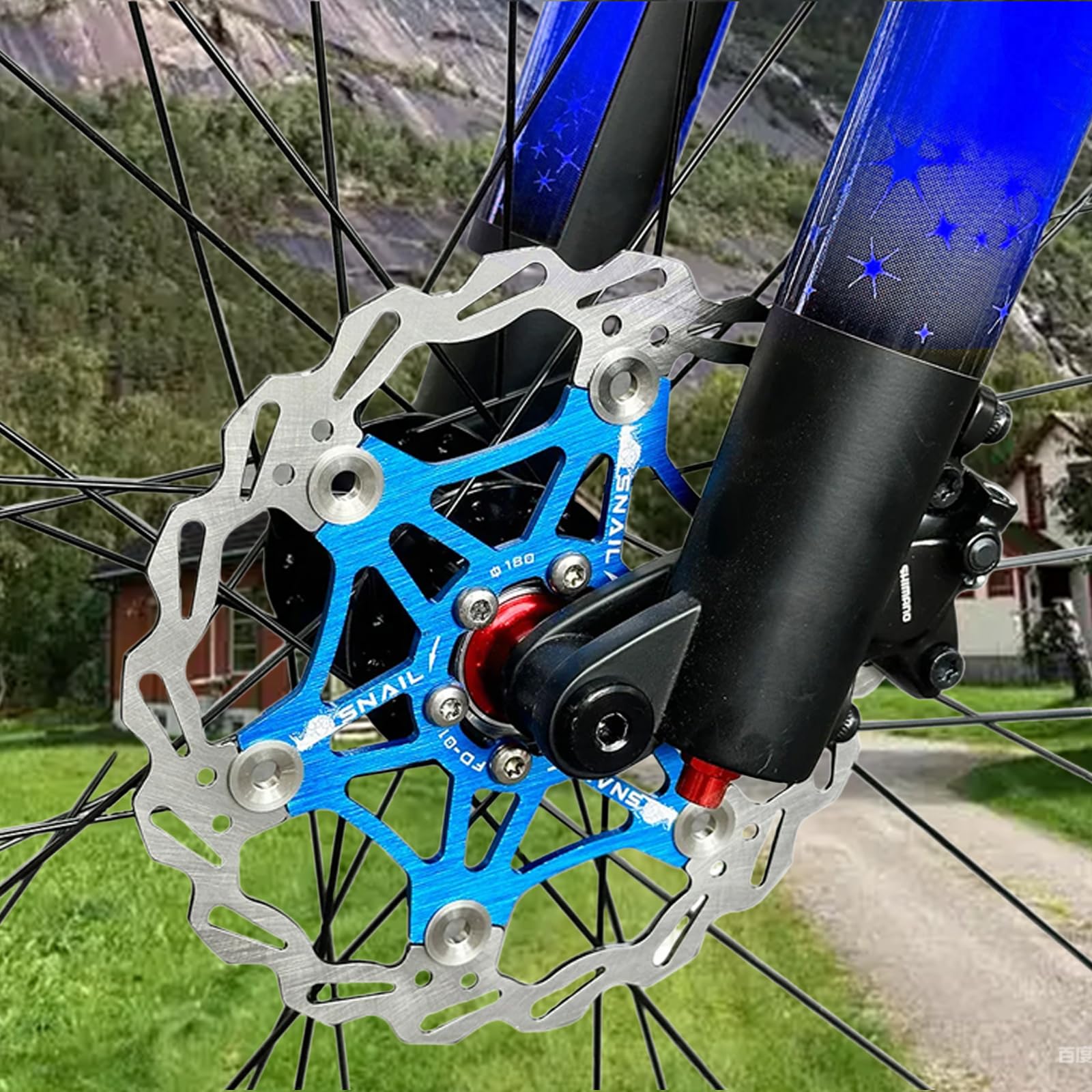 Rotore del freno a disco flottante per bicicletta da 180 mm, adatto per bici da strada, mountain bike, BMX, MTB(NA Blu)