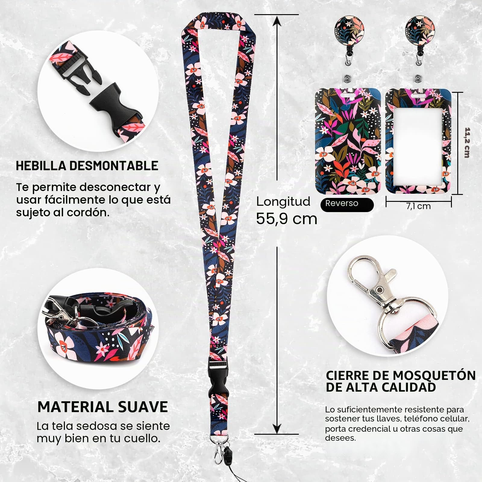 Porta Tarjetas Identificativas, Lanyard con Tarjetero, ID Card Badges Holder Extensible con Cordón para el Cuello de la escuela, oficinas