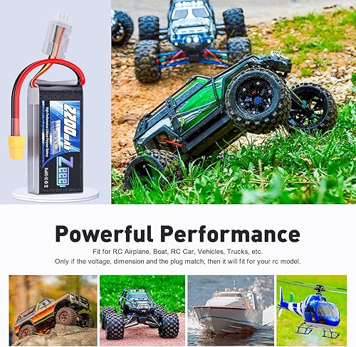 Miniatura 5 de Zeee 2S 2200mAh Shorty Lipo Batería 7.4V 50C RC Batería con conector XT60 Paquete suave para 1/16 Slash RC Car RC Truck RC Helicóptero Avión