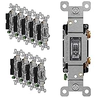 Vista 10 de ENERLITES Interruptor de luz de palanca con placa de pared sin tornillos, polo único, 15 A 120-277 V, tornillo de conexión a tierra, grado Blanco