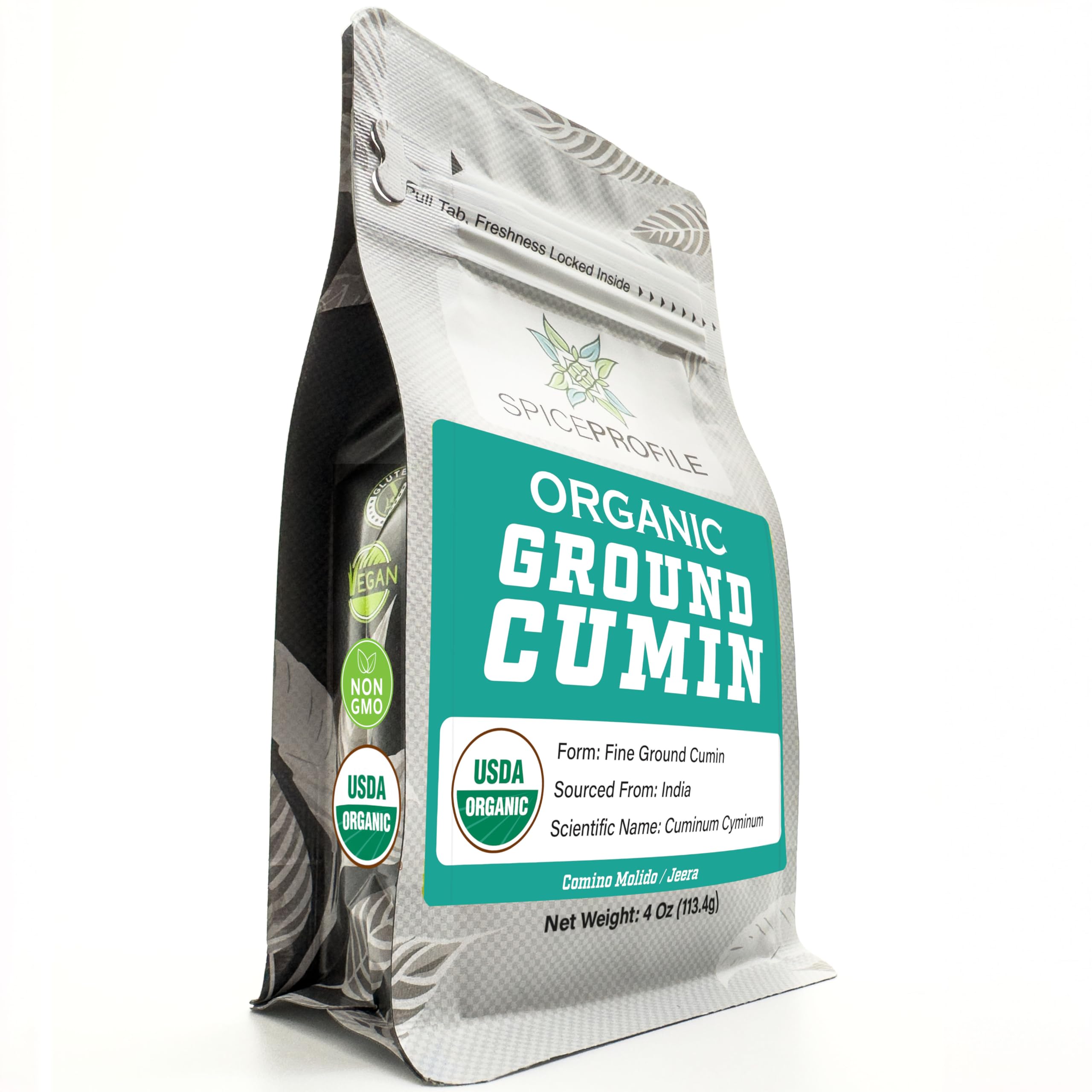 USDA Organic Cumin Powder, Lab Tested for Heavy Metals, Resealable 4oz Pouch, Jeera, Comino Molido