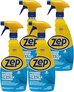 Zep Foam Shower Tub and Tile Cleaner - 32 oz (Case of 4) ZUPFTT324 - No Scrub Formula - Breaks Down Tough Accumulation on Contact