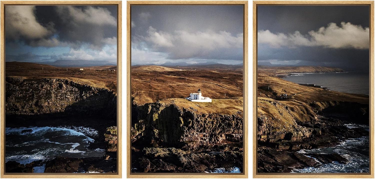 SIGNWIN 3 Piece Framed Canvas Wall Art Lake Landscape