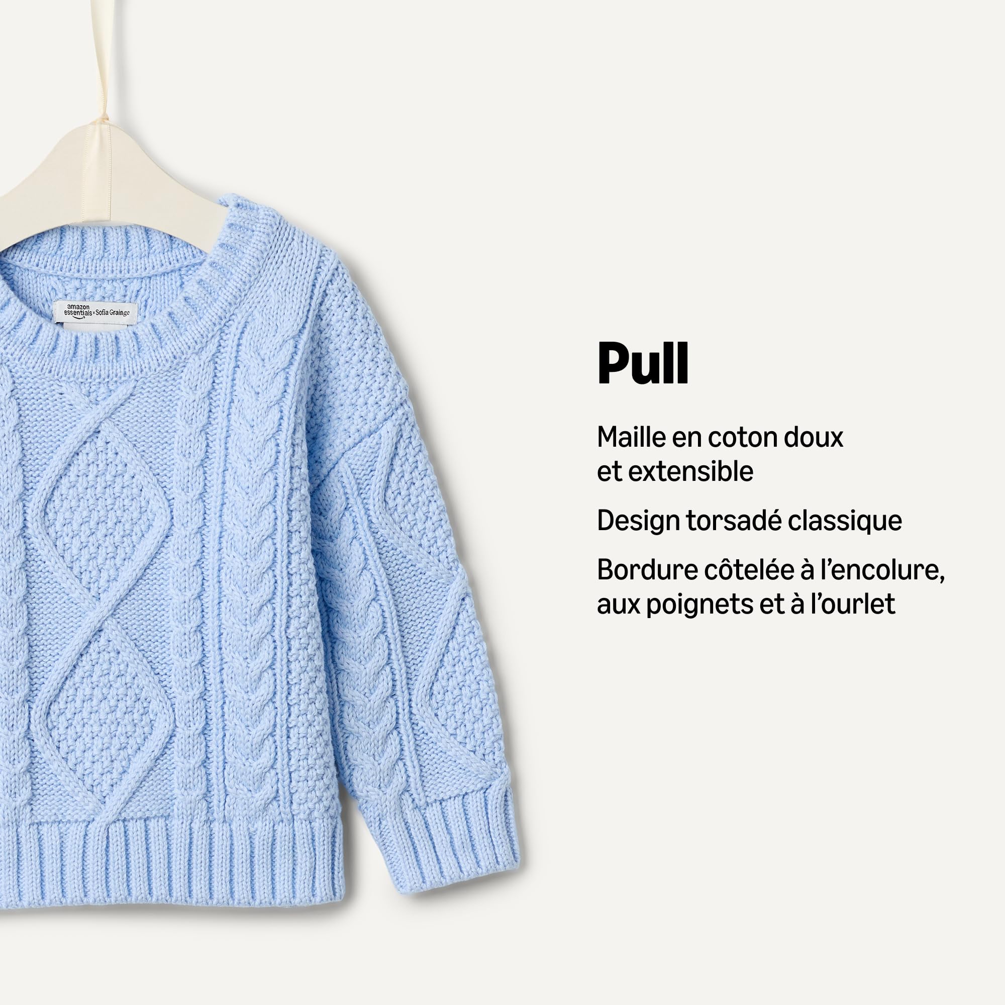 Amazon Essentials x Sofia Grainge Maglione Girocollo con Trecce Bambini e ragazzi