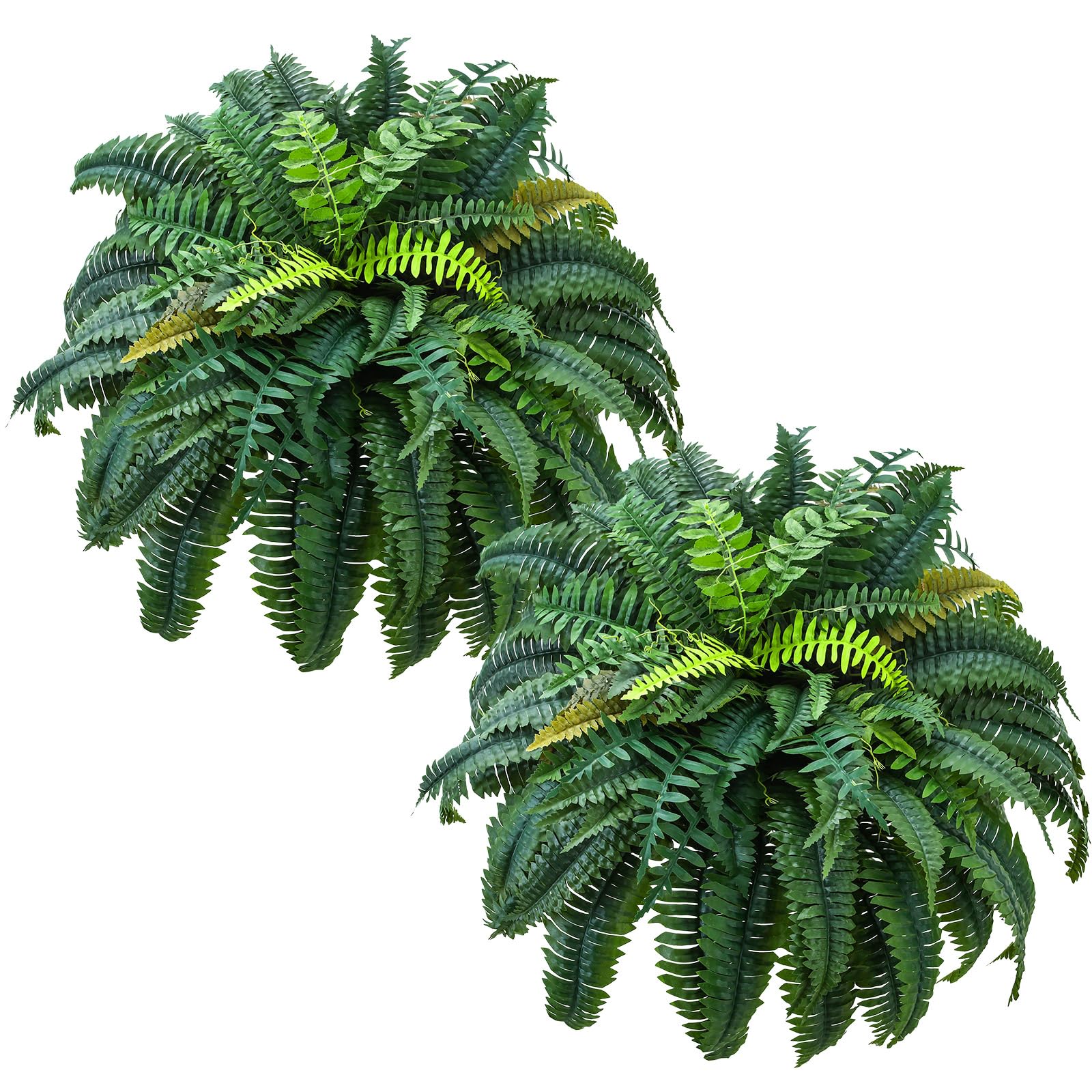 Giegxin 2 Pack 49''/95 Leaves Artificial Ferns for Outdoors, Large Fake Boston Ferns Bush, Realistic UV Resistant Faux Silk Plants for Porch Patio