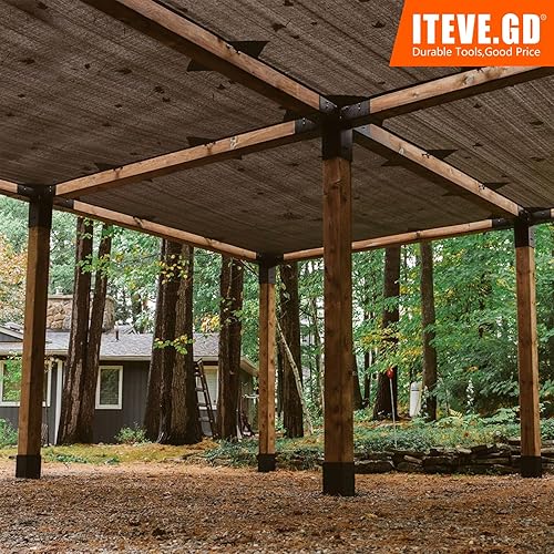 Miniatura 6 de ITeVe.GD Kit de bricolaje para pérgola de 4 x 4 pulgadas (tamaño interior 3.5 x 3.5 pulgadas), soporte de madera de 5 vías y poste Achor, kit de