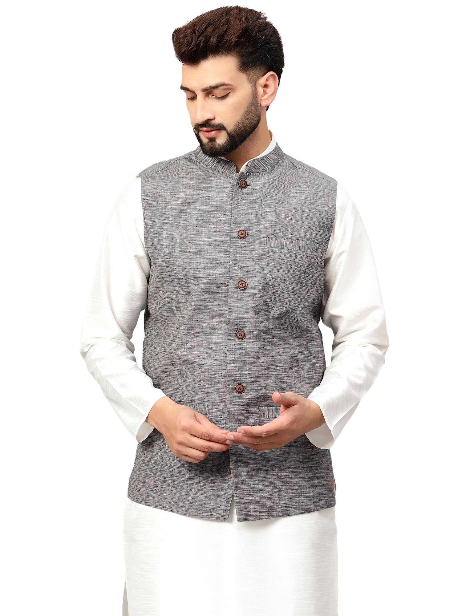 Men's Traditional Cotton Solid Nehru Jacket/Waistcoat