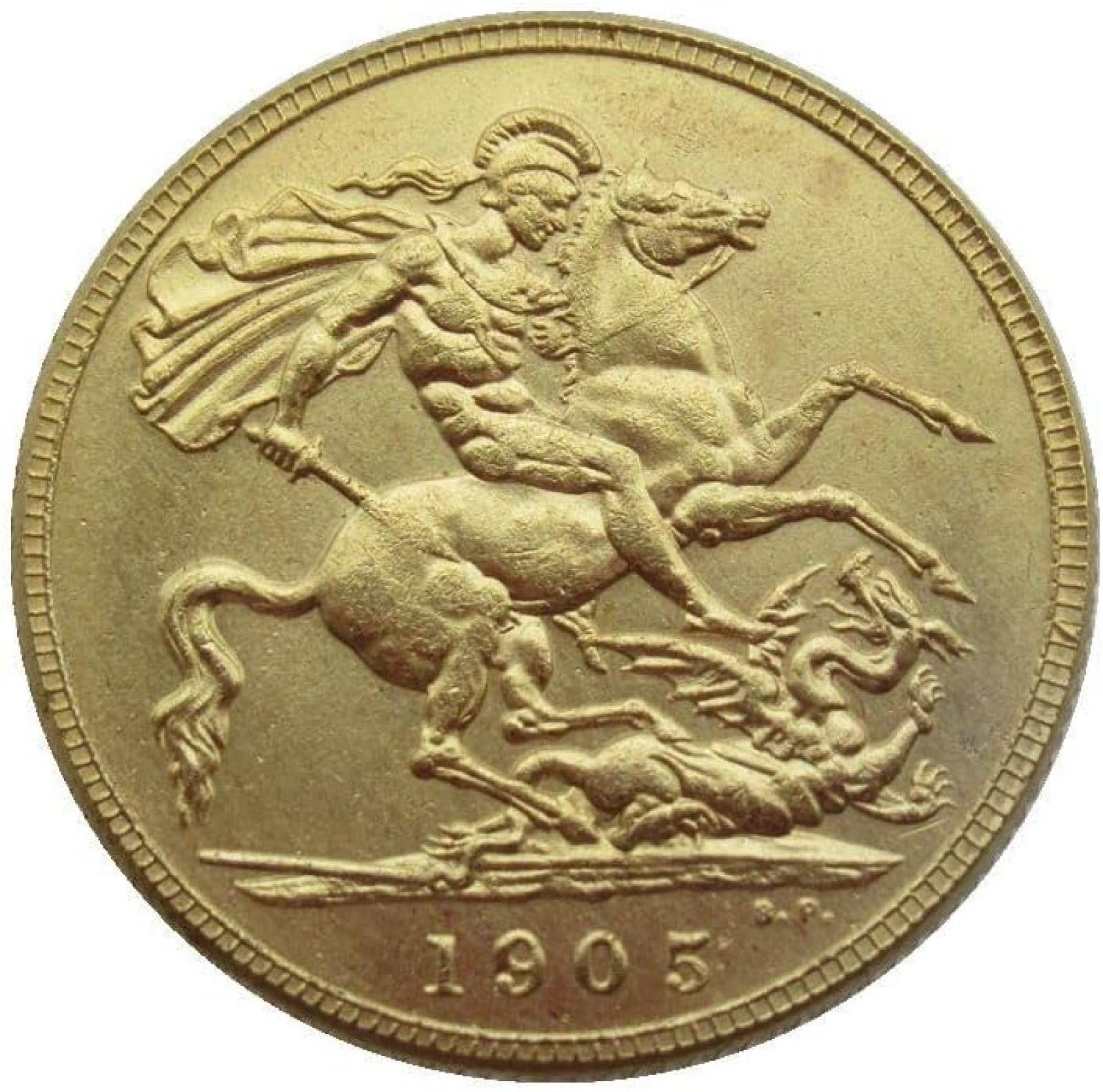 BoodLo UK 1 Sovereign Gold Pound 1902-1910 9 Foreign Copy Gold Plated Commemorative Coins,1905