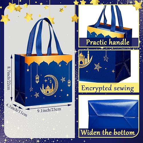 Miniatura 2 de Resurhang 16 bolsas de regalo reutilizables para fiestas de Eid Al Adha con asas, bolsas de golosinas musulmanas no tejidas para Ramadán,