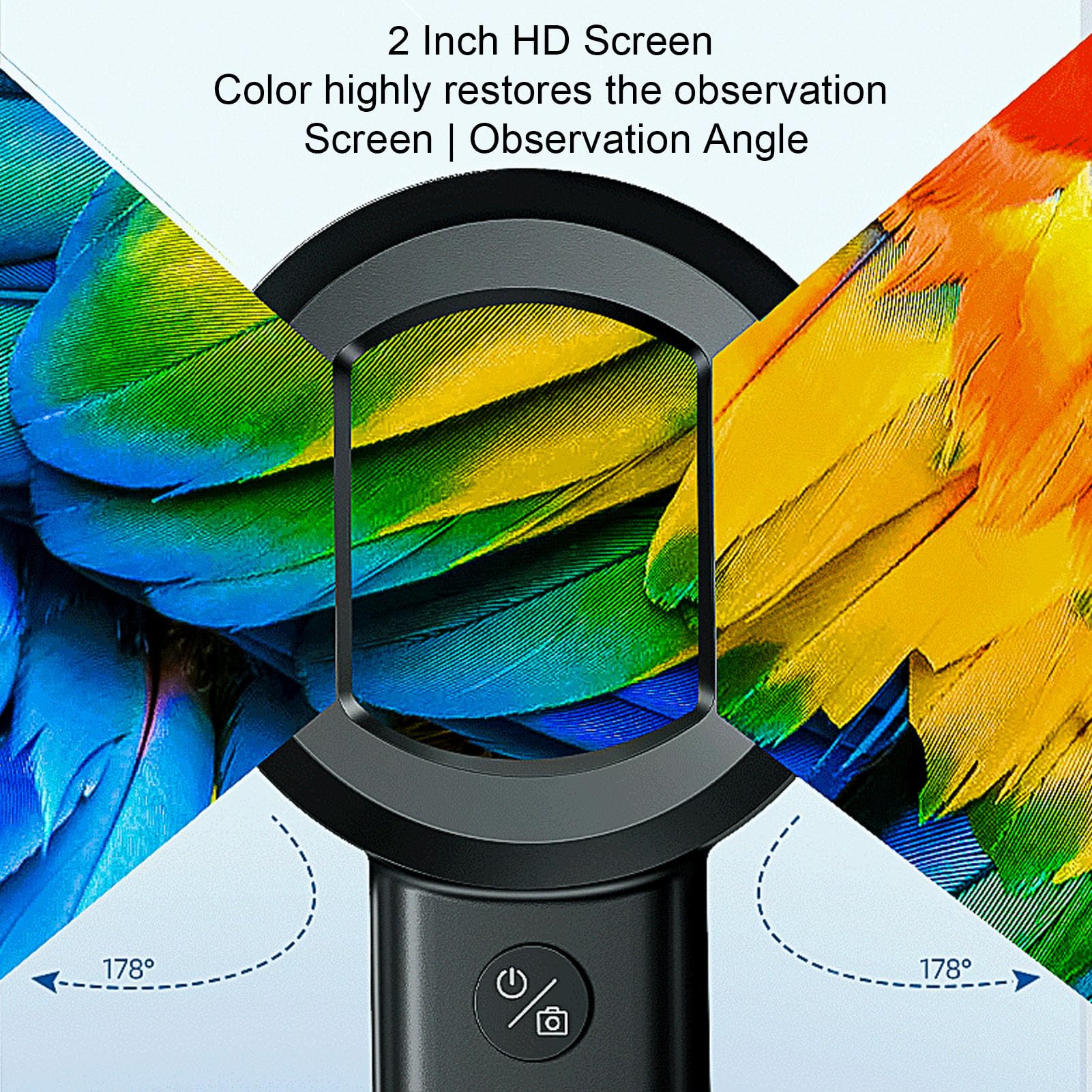 Handheld Microscope with 2.0 Inch Screen, 50X 16MP Camera Digital Magnifying Glass Trichome Handheld Illuminated Magnifier with 8 LED Lights for Repair Reading Jewelry Inspection