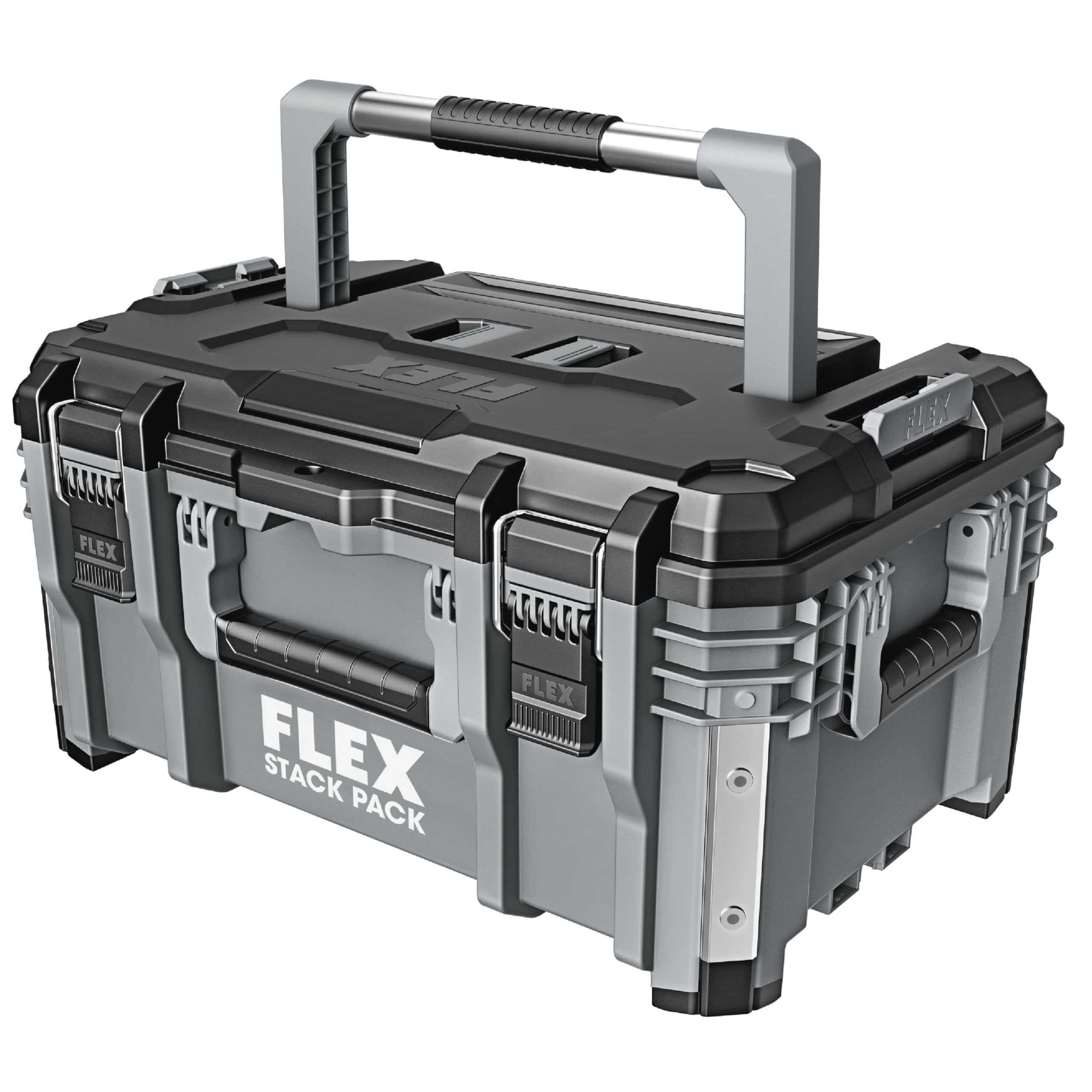 Flex - Stack Pack Medium Tool Box - With Gas Struts, Removable Accessories Container - Made of Impact Resistant Plastic with Aluminium Reinforced Corners, Metal Latch and + - 531465