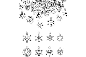 80 Pcs Vintage Christmas Snowflake Charms for Crafting