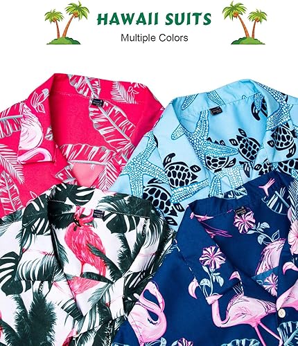 Miniatura 6 de J.VER - Conjunto de camisa hawaiana para hombre, estilo informal, con botones y manga corta, con shorts estampados, conjunto hawaiano tropical para