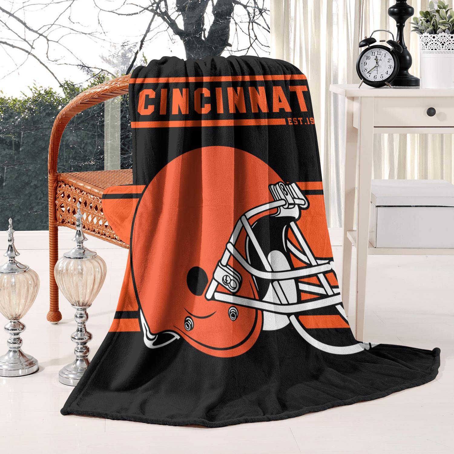 Striped hgdn Football Team Throw Blanket 60x50 Inches, Lightweight Warm Football Fans Fleece Blanket Gifts for Men Women
