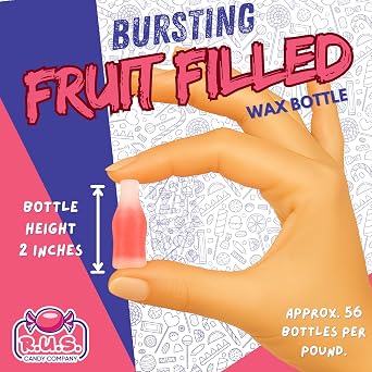 Wax Bottle Candy Bulk 1/2 Lb Fruity Wax Bottles with Juice Retro Nostalgic Candy Drinks Assorted Flavor Wax Candies Edible Wax Bottle Candies for Parties (Half Pound)