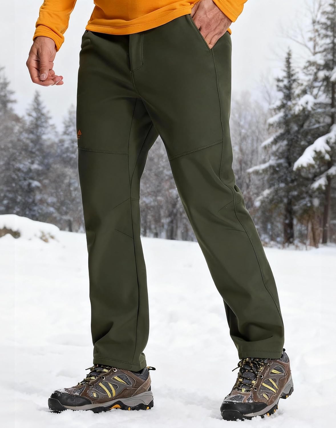 Pioneer Camp Men's Fleece Lined Hiking Pants Insulated Waterproof Softshell Winter Warm Work Snow Ski Pants Snowboard - Image 2