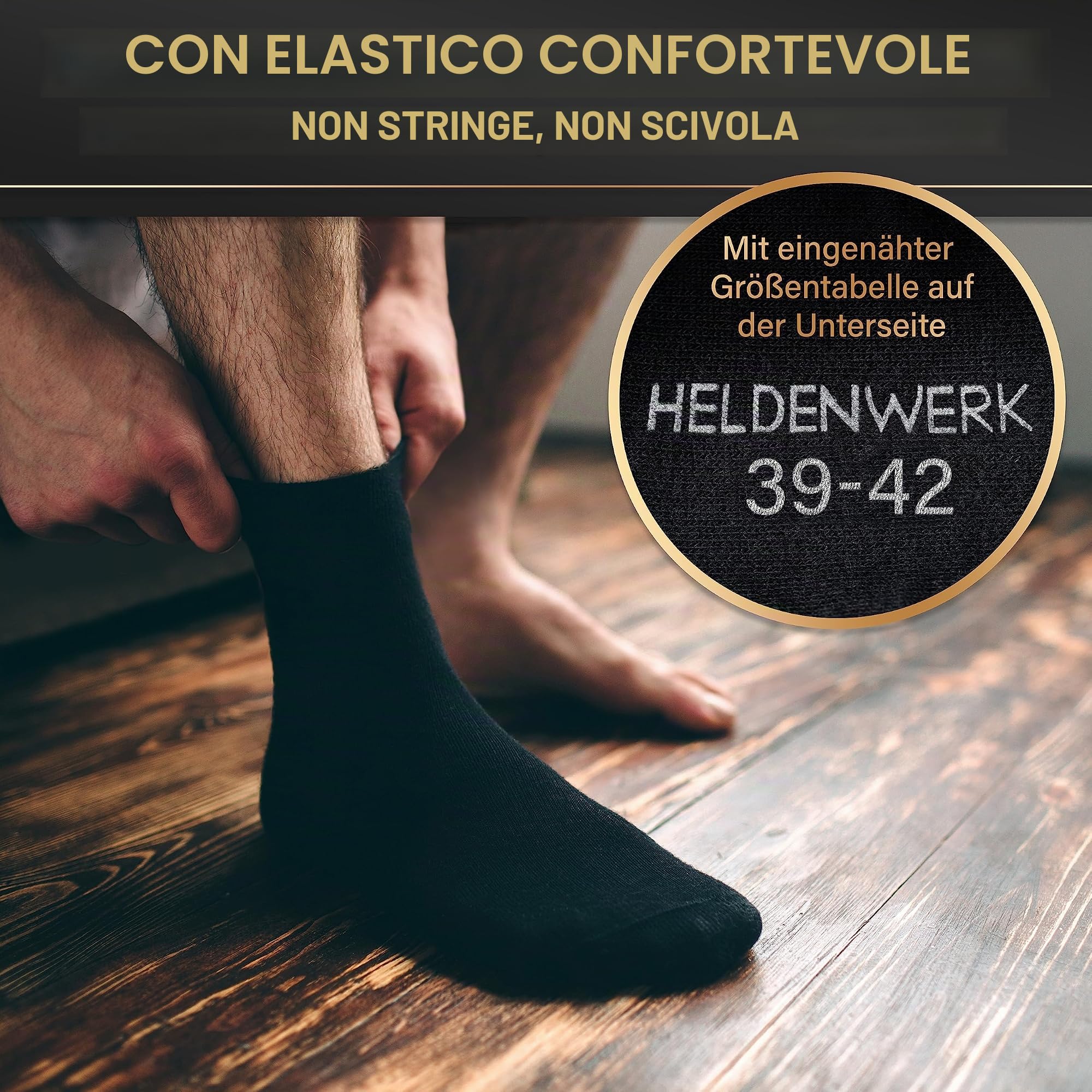 Heldenwerk Confezione da 12 calzini uomo in cotone traspirante senza cuciture d'affari abito 8 neri 2 grigi blu