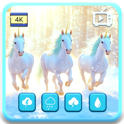 Einhorn-Traumlandschaft – mystisches Wald-Einhorn-Leuchten mit sanfter Fantasy-Atmosphäre zum Schlafen, Lernen und Entspannen, Kamin-TV-Bildschirmschoner